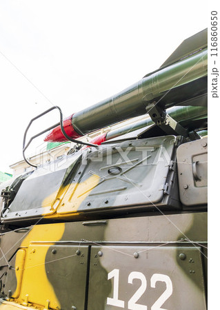Close up shot of the air defense missile system Close up shot of the air defense missile system 116860650