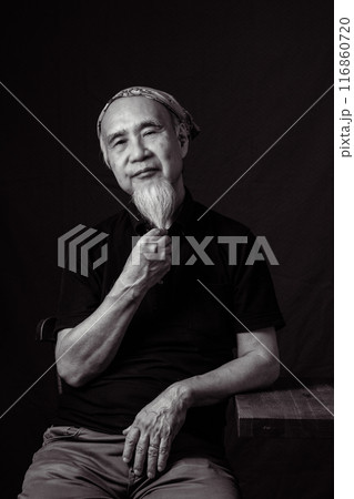 シニアライフを謳歌する白いあごヒゲのあるシニア男性60-70代 シニアライフを謳歌する白いあごヒゲのあるシニア男性60-70代 116860720