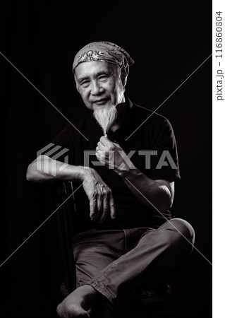 シニアライフを謳歌する白いあごヒゲのあるシニア男性60-70代 116860804