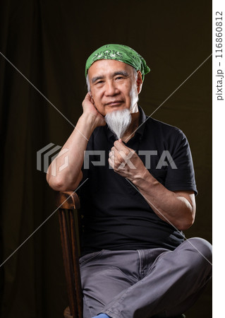 シニアライフを謳歌する白いあごヒゲのあるシニア男性60-70代 シニアライフを謳歌する白いあごヒゲのあるシニア男性60-70代 116860812