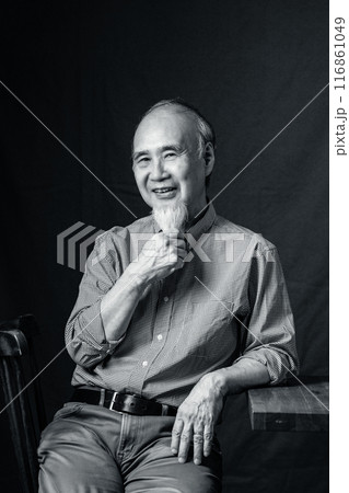 シニアライフを謳歌する白いあごヒゲのあるシニア男性60-70代 116861049