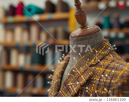 Tailor's Mannequin with Pinned Fabric in Workshop 116861100