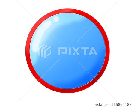 赤い枠に囲んだ青いガラス 116861188