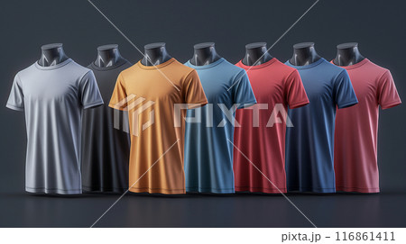 Men's T-Shirts in Assorted Colors on Mannequins 116861411
