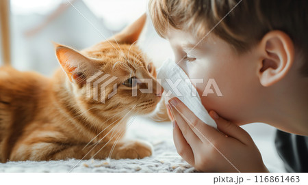 Child with Cat Allergy Symptoms 116861463