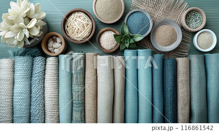 Natural Fabrics and Materials Arrangement 116861542