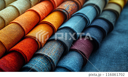 Colorful Fabric Rolls Display 116861702