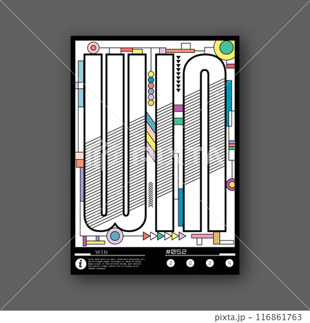 WIN. Stylized inscription. A template for a poster, billboard, interior decoration, lettering for a print on a T-shirt. The idea of creative design 116861763