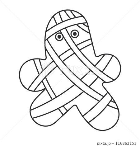 gingerbread mummy halloween sweet vector icon line 116862153