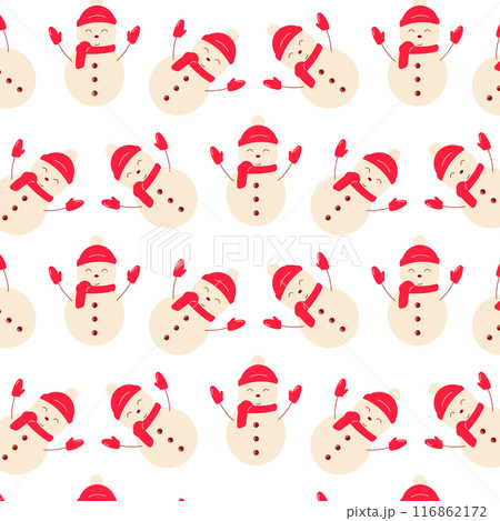 snowman snow winter hat gloves emoticon icon 116862172