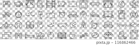 ベクターの睡眠に関する線画アイコンセット ベクターの睡眠に関する線画アイコンセット 116862466