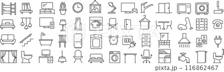 ベクターの家具に関する線画アイコンセット 116862467