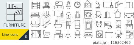 家具に関するアイコンセット 116862469