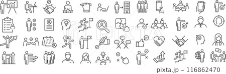 ベクターのビジネスパーソンに関する線画アイコンセット ベクターのビジネスパーソンに関する線画アイコンセット 116862470