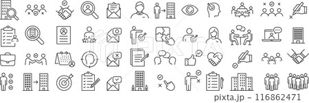 ベクターの人事に関する線画アイコンセット 116862471