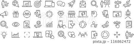 ベクターのマーケティングに関する線画アイコンセット ベクターのマーケティングに関する線画アイコンセット 116862472