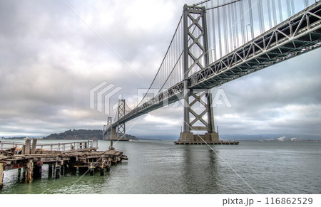 San Francisco Bay Bridge, connecting San Francisco and Oakland, is an iconic feat of engineering and a vital link in the region's transportation network, California, United States of America 116862529