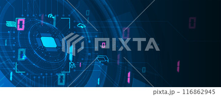 Cyber security and information or network protection. Future cyber technology web services for business and internet project. Vector art. 116862945
