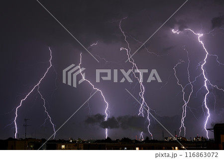 落雷（比較明合成） 116863072