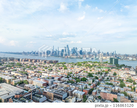 Aerial View of Hoboken and Manhattan Skyline 116863120