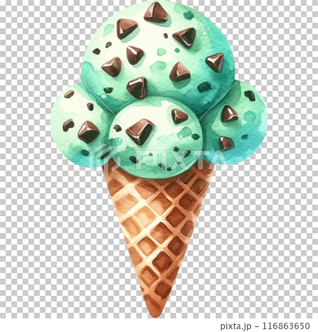 Ice cream summer, dessert, food, stick, ice, cream, sweet, cold, snack, glass, isolated, popsicle, cone, transparent background 116863650