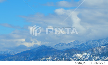 Fascinating Nature View. Trees With Revealing Snow-Capped Mountains. Timelapse. 116864273