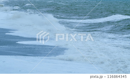 Windy Bad Weather. Scenic Seascape Background. Dark Water Background. Static. 116864345