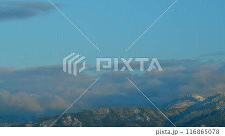 Snowy Slopes And Clouds Of The Georgia Mountains. Blue Sky And Fluffy White Clouds. Timelapse. Snowy Slopes And Clouds Of The Georgia Mountains. Blue Sky And Fluffy White Clouds. Timelapse. 116865078