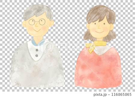 Vector illustration of a grandfather and grandmother in watercolor style 116865865