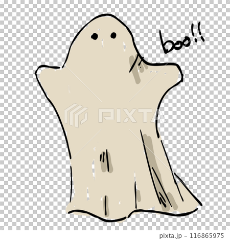 秋を彩る、おばけのおしゃれな手描きイラスト 秋を彩る、おばけのおしゃれな手描きイラスト 116865975