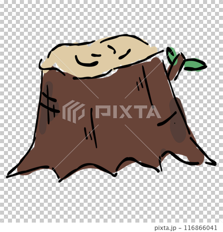 Stylish hand-drawn illustration of a stump to brighten up autumn Stylish hand-drawn illustration of a stump to brighten up autumn 116866041
