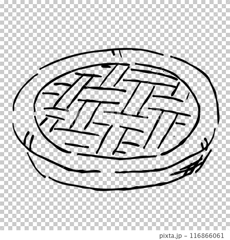 秋を彩る、アップルパイのおしゃれな手描きイラスト　線画のみ 116866061