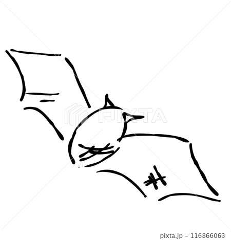 秋を彩る、コウモリのおしゃれな手描きイラスト　線画のみ 116866063
