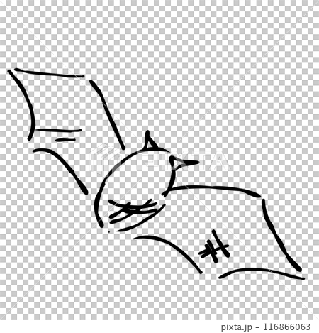秋を彩る、コウモリのおしゃれな手描きイラスト　線画のみ 116866063