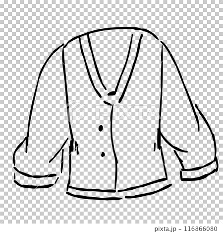 秋を彩る、カーディガンのおしゃれな手描きイラスト　線画のみ 116866080