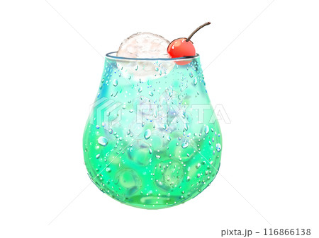 グラスに入ったクリームソーダのカラーイラスト 116866138