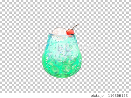 玻璃杯中奶油蘇打水的彩色插圖 玻璃杯中奶油蘇打水的彩色插圖 116866138