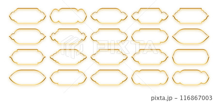Islamic frames, oriental style objects. Arabic shapes, windows and arches. Traditional ornamental banner, frame. Muslim holidays, Ramadan Kareem. Modern eastern architecture. Vector illustration 116867003