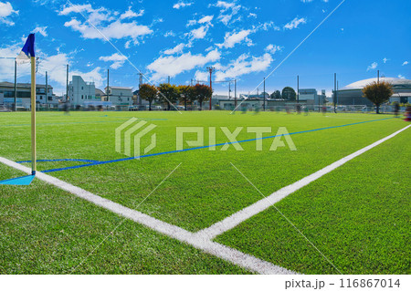 整備されたサッカー場のサッカーグラウンド　サッカー場　 サッカーグラウンド　 サッカー　 新緑　   116867014