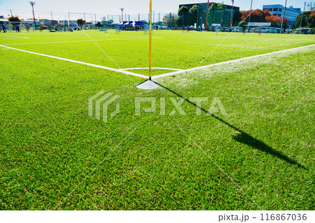 整備されたサッカー場のサッカーグラウンド　サッカー場　 サッカーグラウンド　 サッカー　 新緑　   116867036