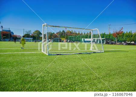 整備されたサッカー場のサッカーグラウンド　サッカー場　 サッカーグラウンド　 サッカー　 新緑　   116867046