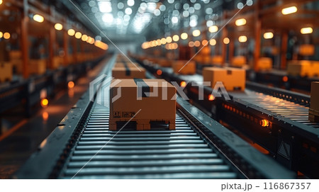 AI and automatic robotic for transport packages in delivery business. 116867357