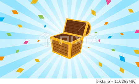 宝箱と集中線と紙吹雪のベクターイラスト 宝箱と集中線と紙吹雪のベクターイラスト 116868486