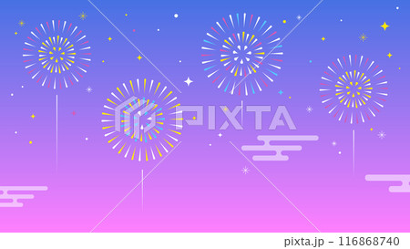 花火と夜空のイラスト背景 花火と夜空のイラスト背景 116868740