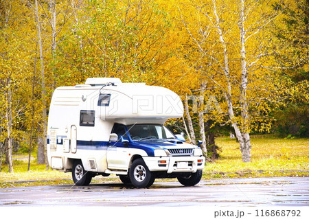 黄葉とキャンピングカー 116868792