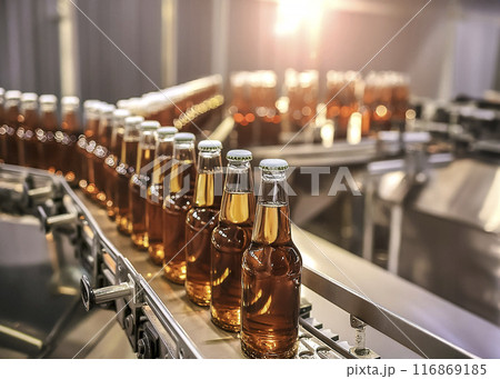CG素材　ビール工場の生産ラインのイメージ素材 116869185