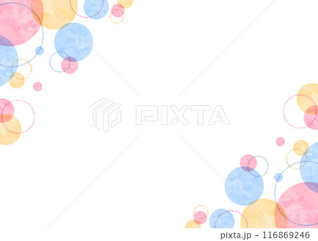 円形模様のポップなフレーム、水彩、丸のデザイン背景 116869246