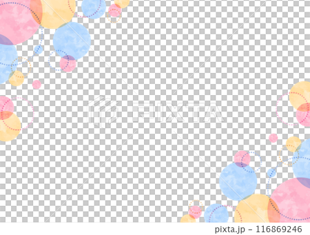 円形模様のポップなフレーム、水彩、丸のデザイン背景 116869246