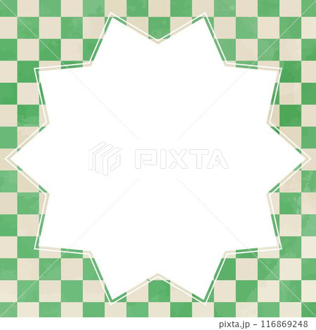 レトロな質感の市松模様の背景フレーム、正方形サイズ 116869248