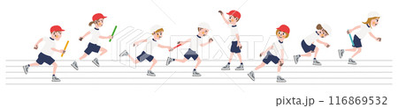 運動会_リレー_小学生 116869532